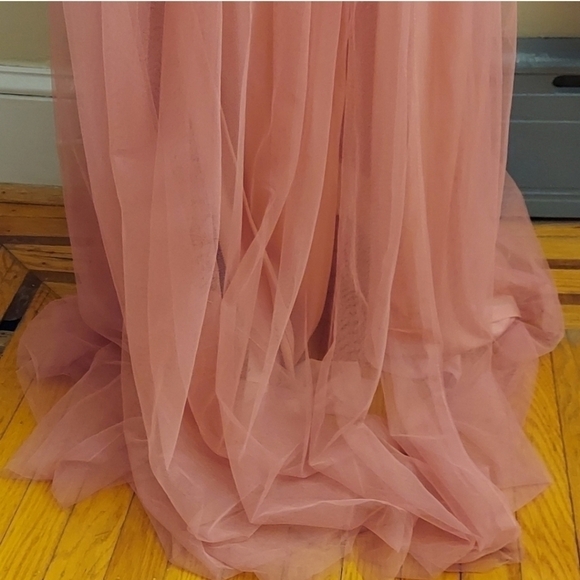 FASHION NOVA Work The Runway Blush Tulle Maxi Backless Dress - Picture 5 of 16